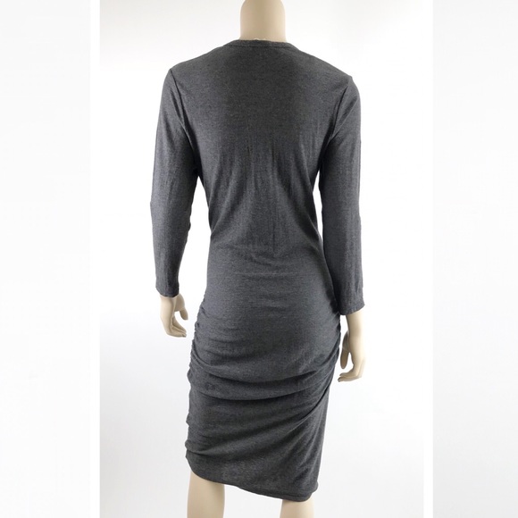 James Perse melange ruched midi dress cotton wool - Picture 4 of 7